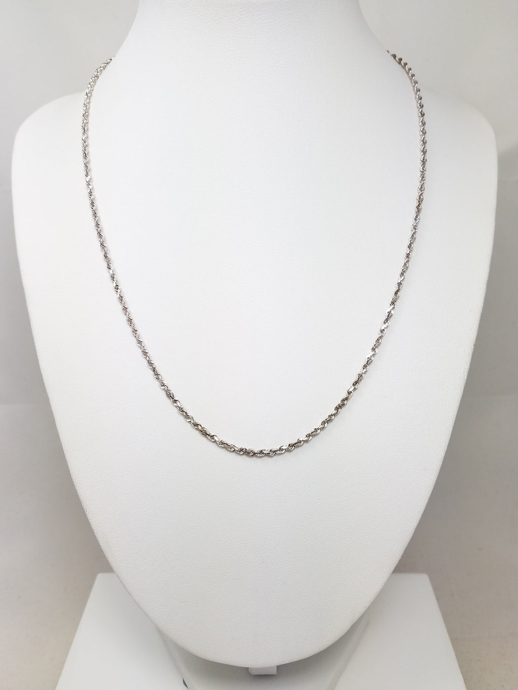 Classic 18" Solid 14k White Gold Rope Chain Necklace
