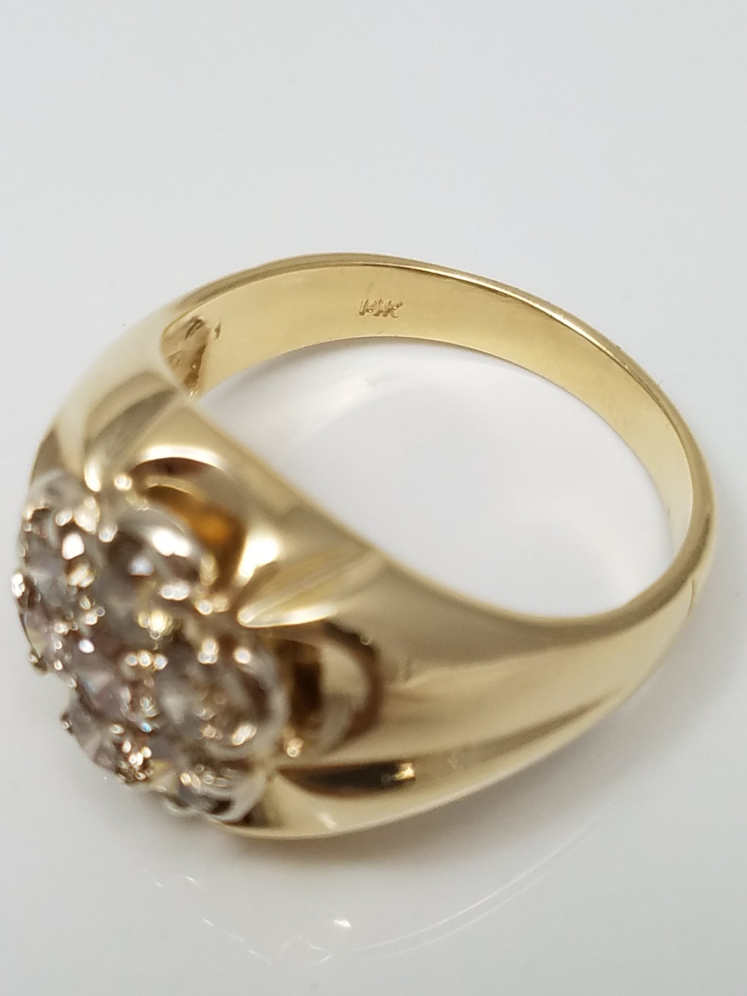 Dapper Men's 14k Yellow Gold 1.25ctw Natural Diamond Cluster Ring