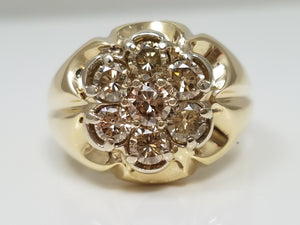 Dapper Men's 14k Yellow Gold 1.25ctw Natural Diamond Cluster Ring