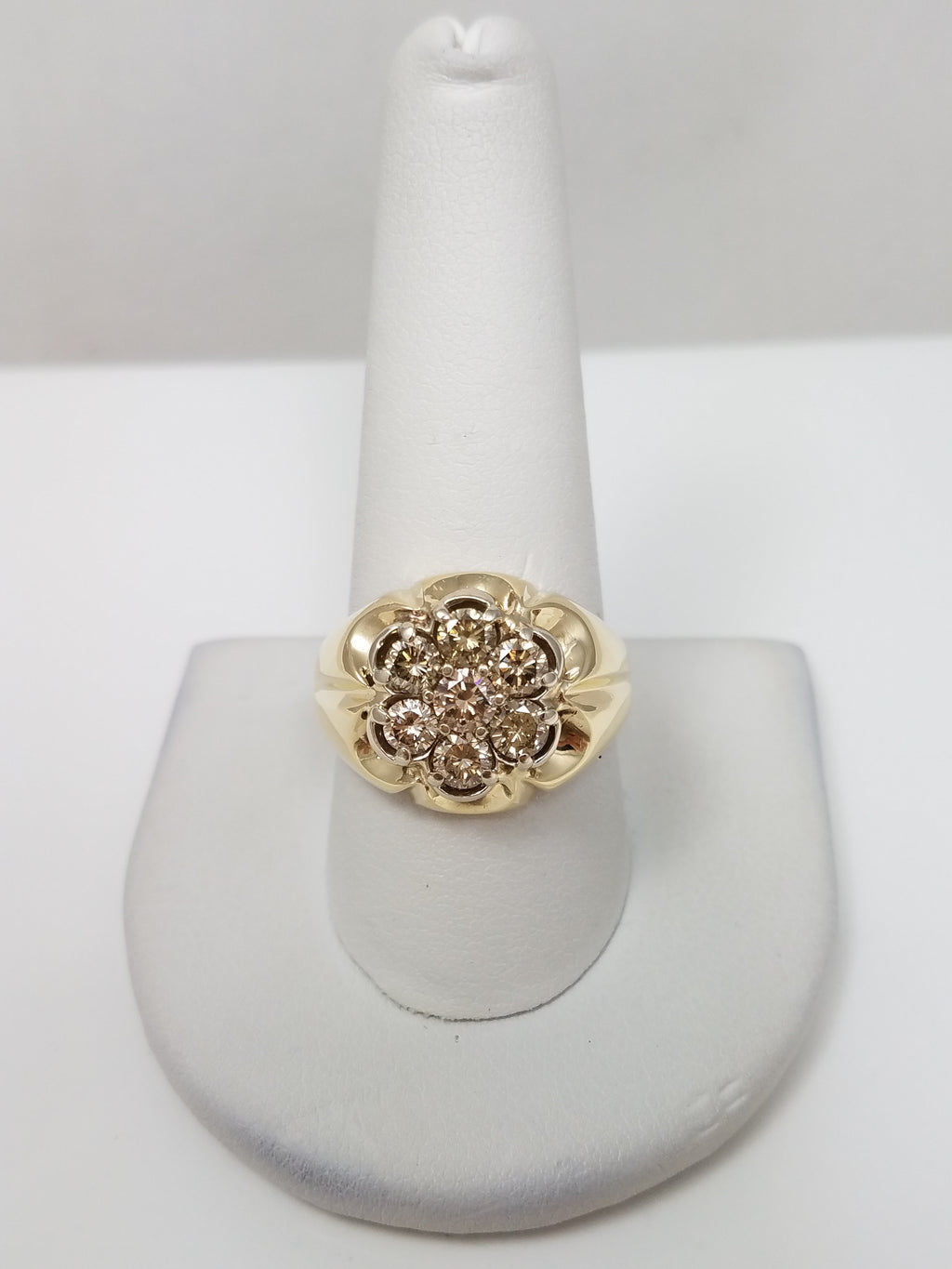 Dapper Men's 14k Yellow Gold 1.25ctw Natural Diamond Cluster Ring