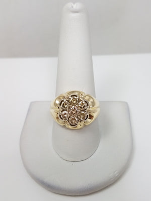 Dapper Men's 14k Yellow Gold 1.25ctw Natural Diamond Cluster Ring