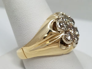Dapper Men's 14k Yellow Gold 1.25ctw Natural Diamond Cluster Ring