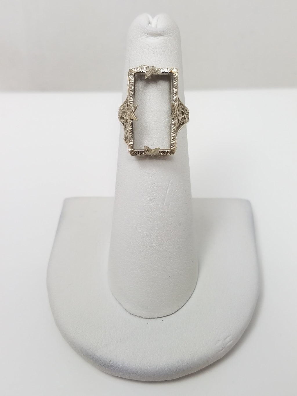 Elegant 1930's Art Deco 14k White Gold Ring Mount