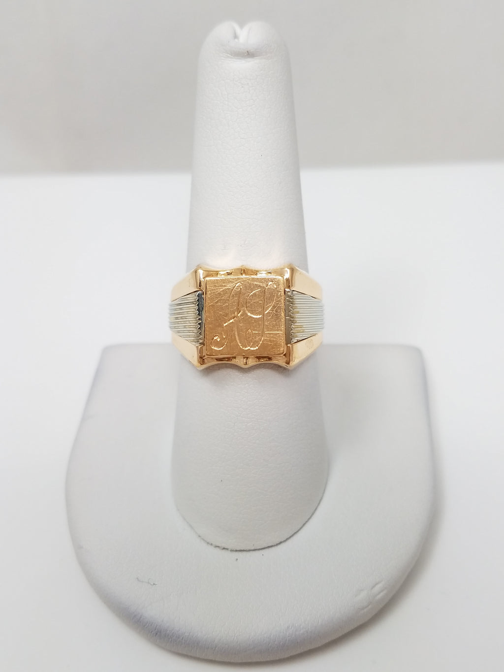 Fantastic 18k Two Tone Gold Custom Signet Ring