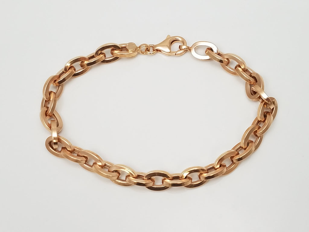 Cool 6.75" Hollow 14k Rose Gold Fancy Link Bracelet