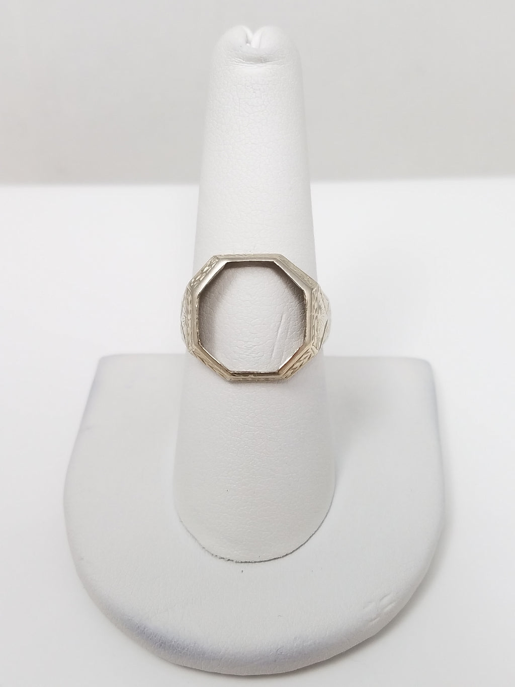 Glamorous 1930's Art Deco 10k White Gold Ring Mount
