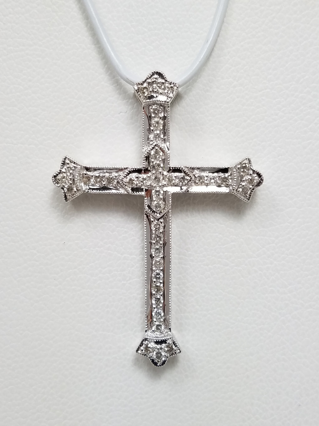 Divine 18k White Gold Natural Diamond Cross Pendant