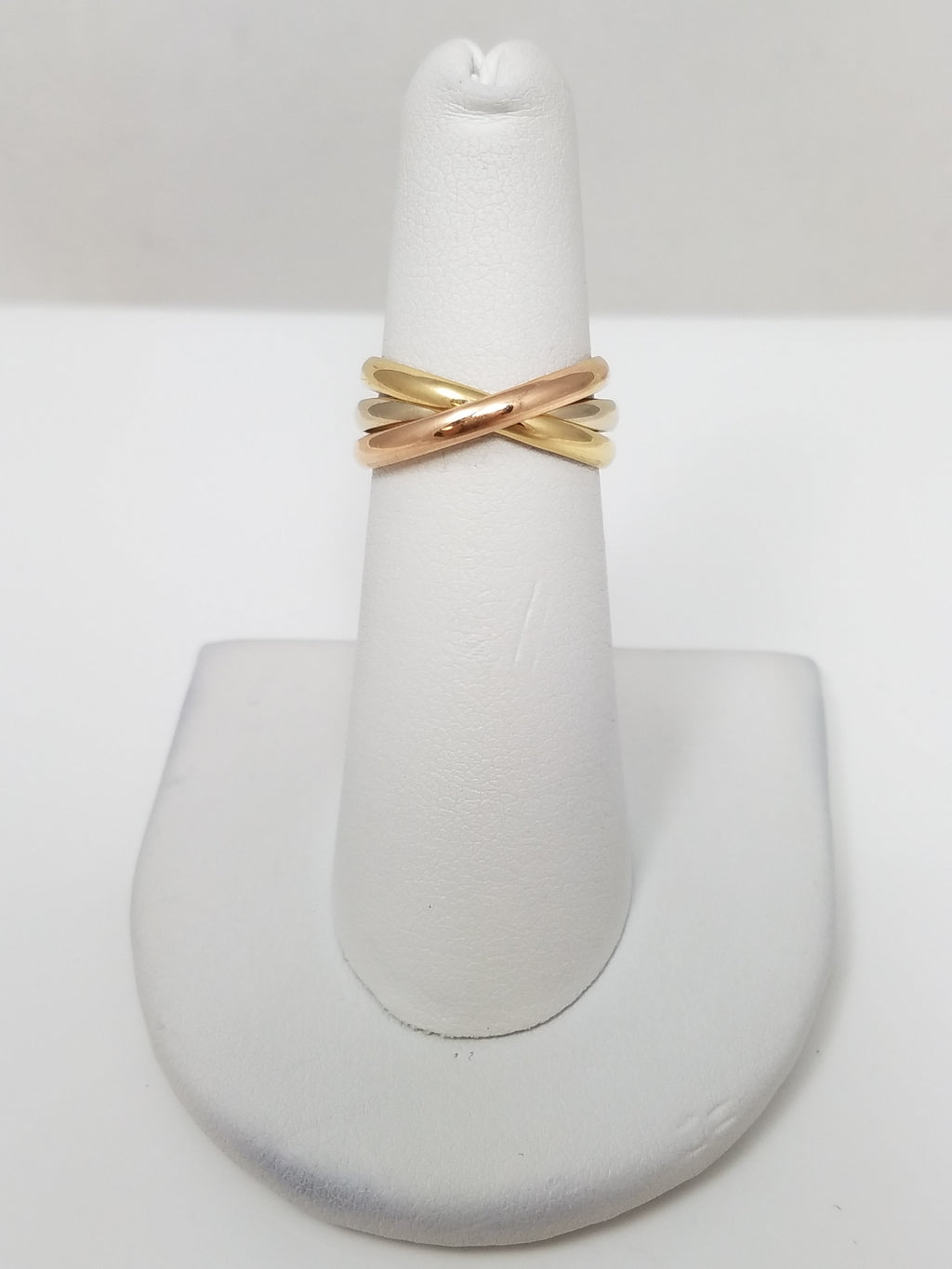 Fabulous 18k Tri Color Gold Rolling Trinity Rings