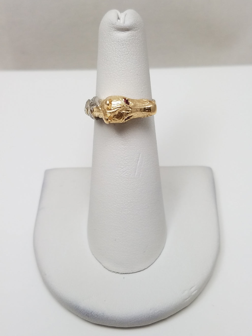 Prideful Natural Ruby & Diamond 14k Yellow Gold Horse Ring