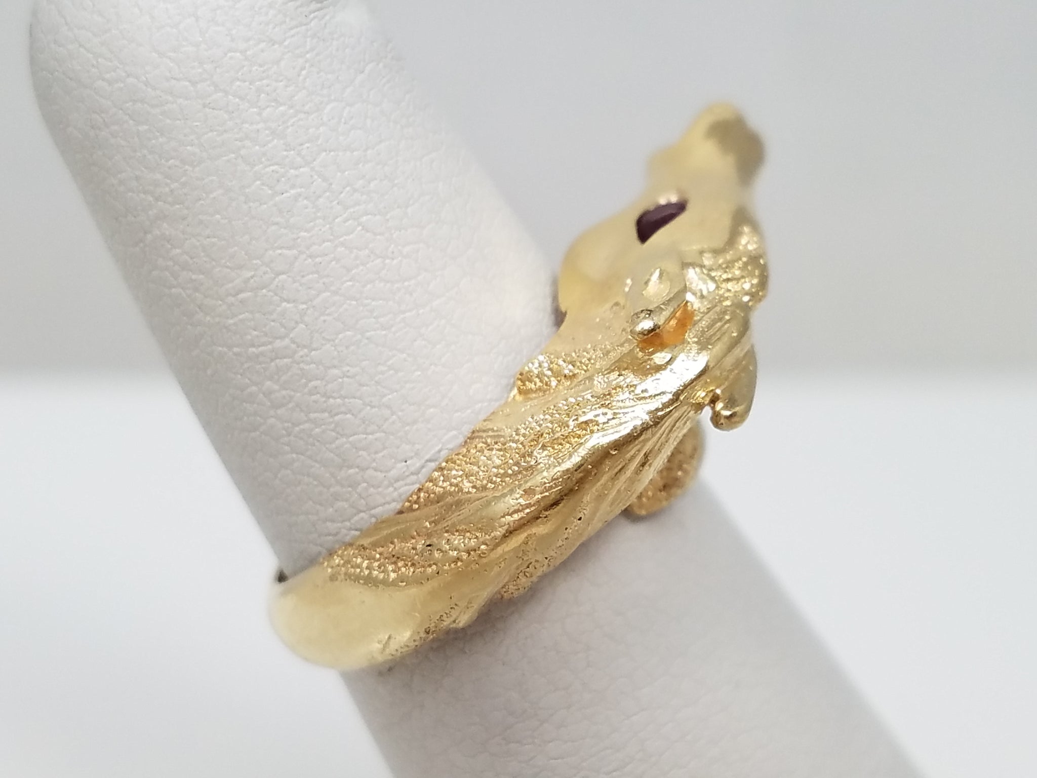 For All You Horse Lovers  Gorgeous 14k Yellow Gold Natural Ruby Horse Ring