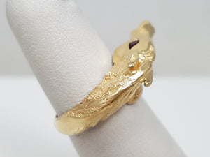 For All You Horse Lovers  Gorgeous 14k Yellow Gold Natural Ruby Horse Ring