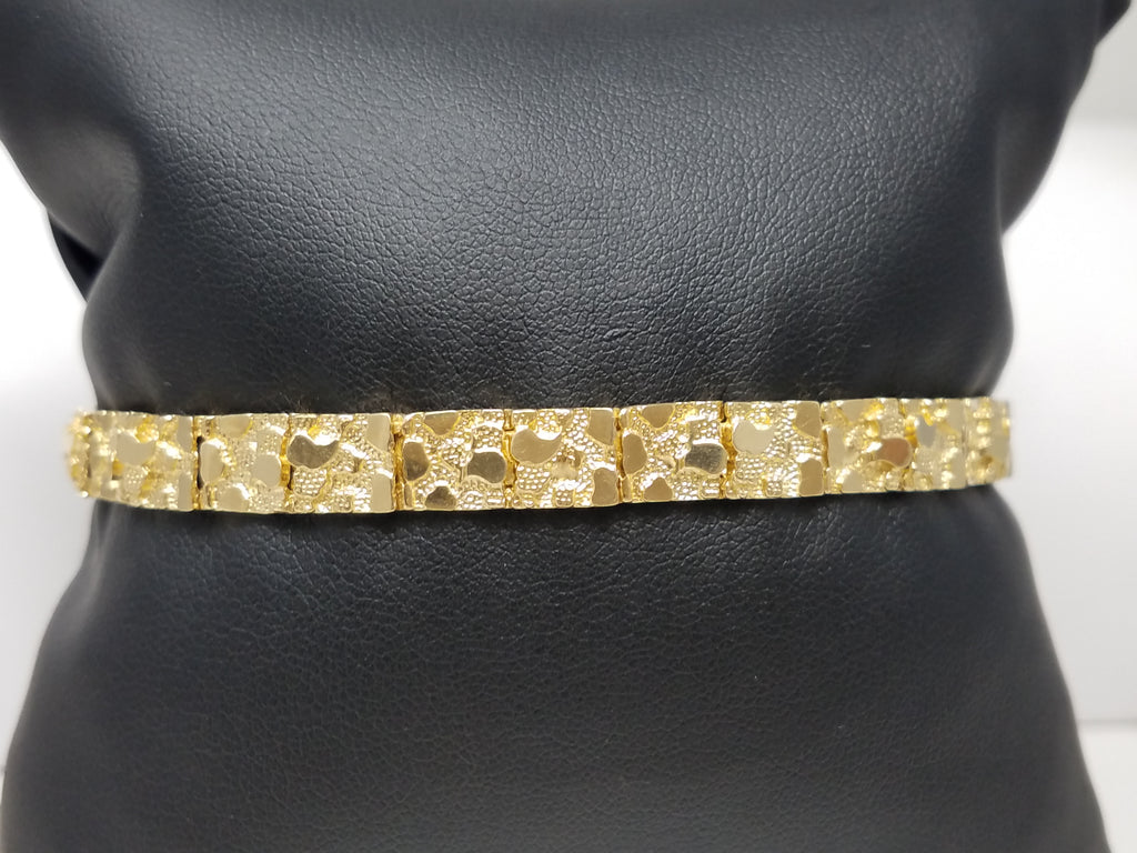 Impressive Solid 10k Yellow Gold 8" Nugget Bracelet