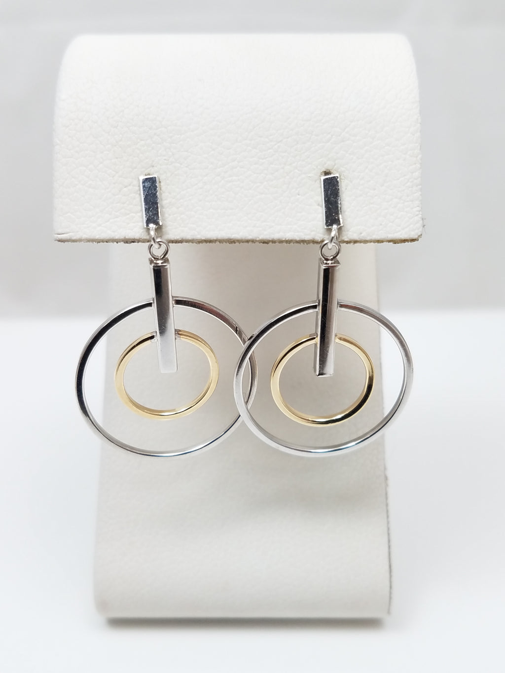 Chic 14k Two Tone Gold Hollow Circle Earrings
