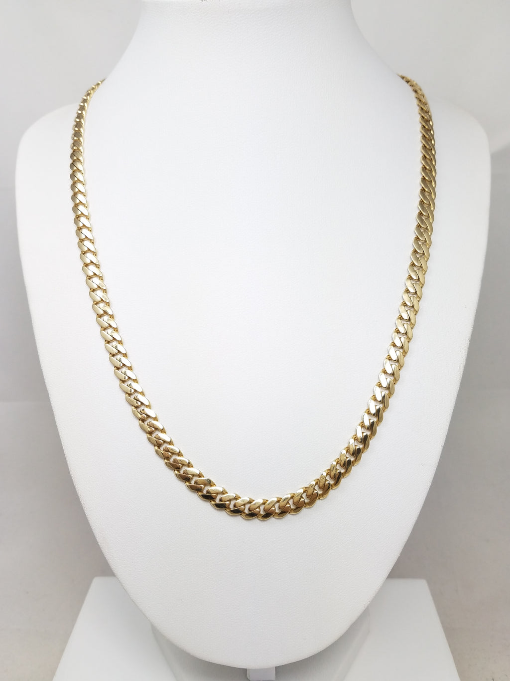 Sporty 20" Hollow 14k Yellow Gold Cubic Zirconia Monaco Link Chain Necklace