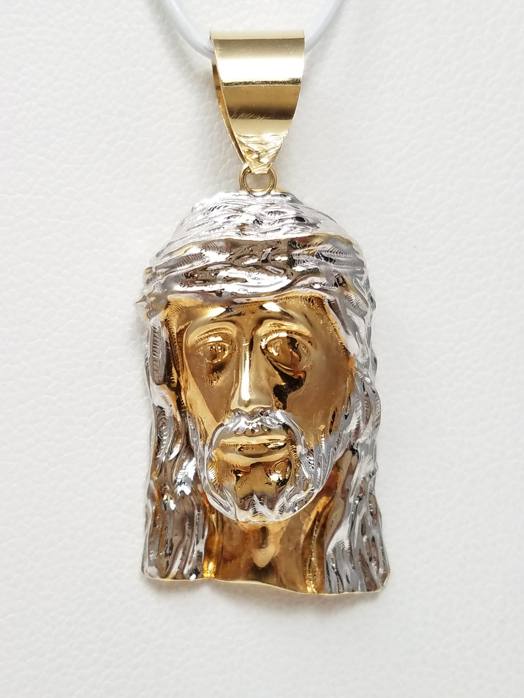Majestic 10k Two Tone Gold 3D Hollow Jesus Pendant