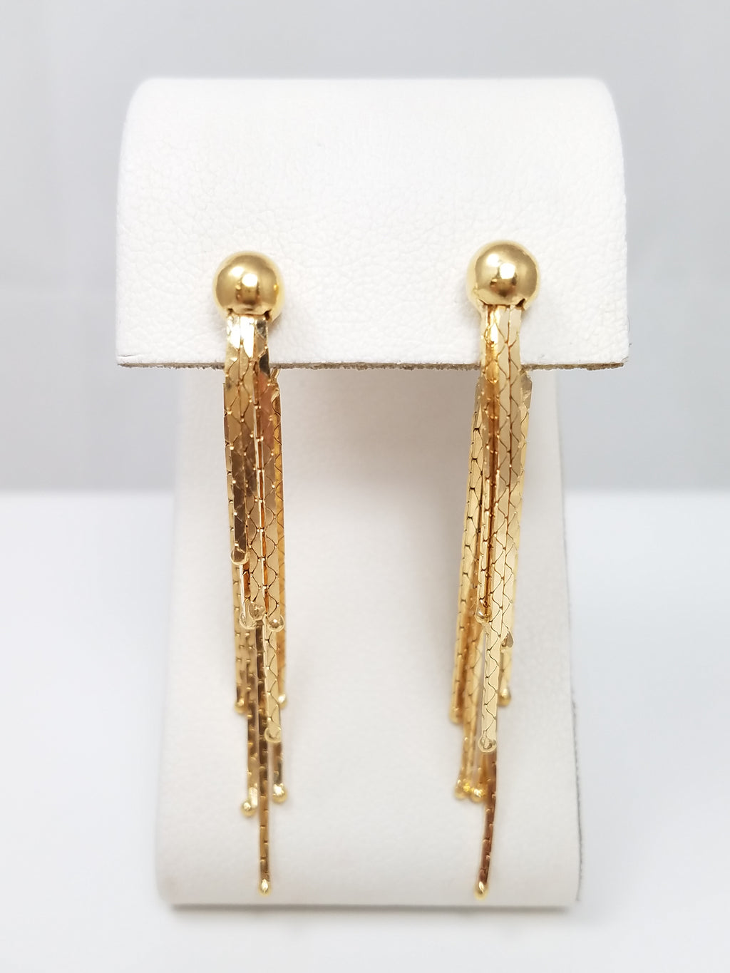 Chic 18k Yellow Gold Multi Strand Dangle Earrings