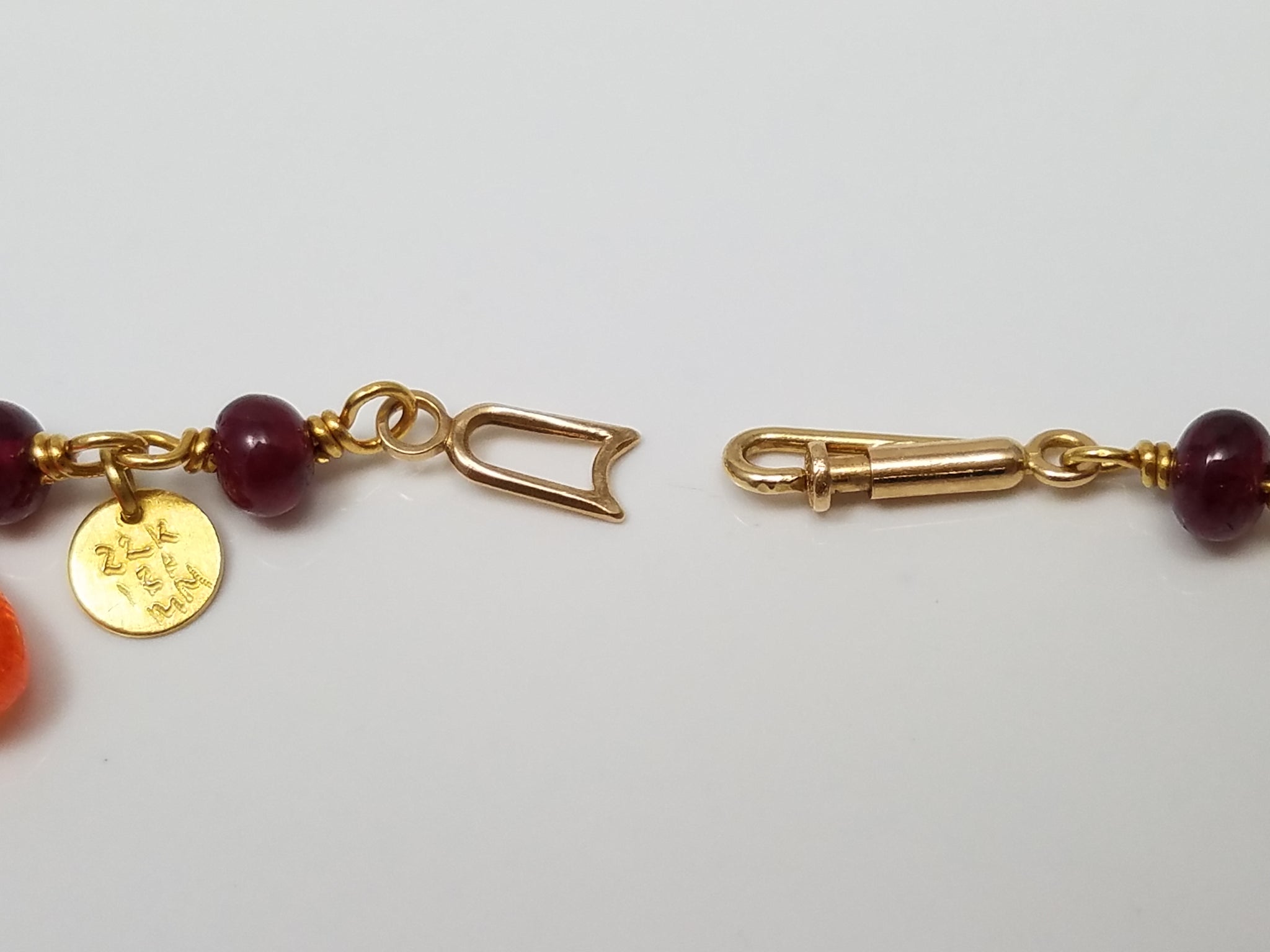 Sophisticated 22k Yellow Gold Natural Ruby & Rutile Quartz 16" Necklace
