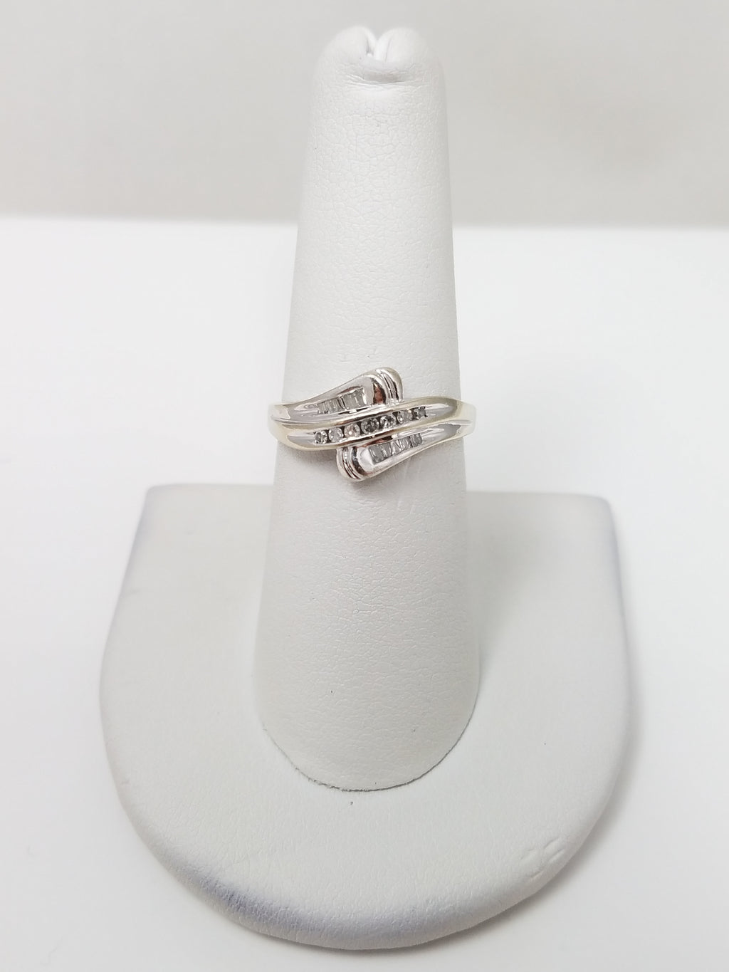 Dainty 10k White Gold Natural Diamond Ring Band