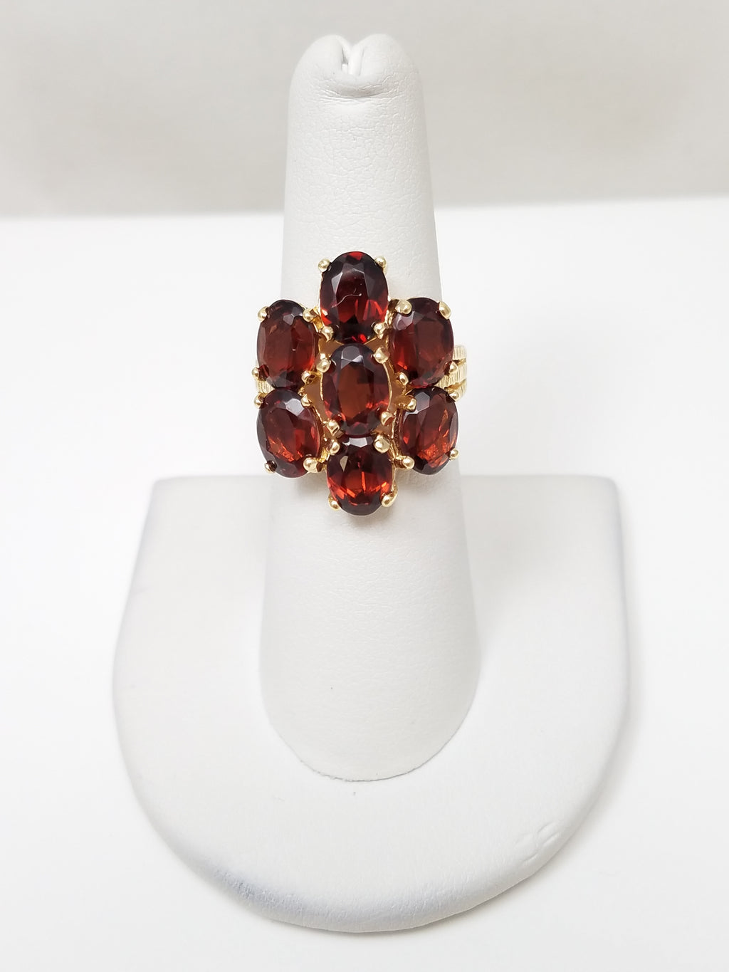 Bold 14k Yellow Gold Natural Garnet Cluster Ring