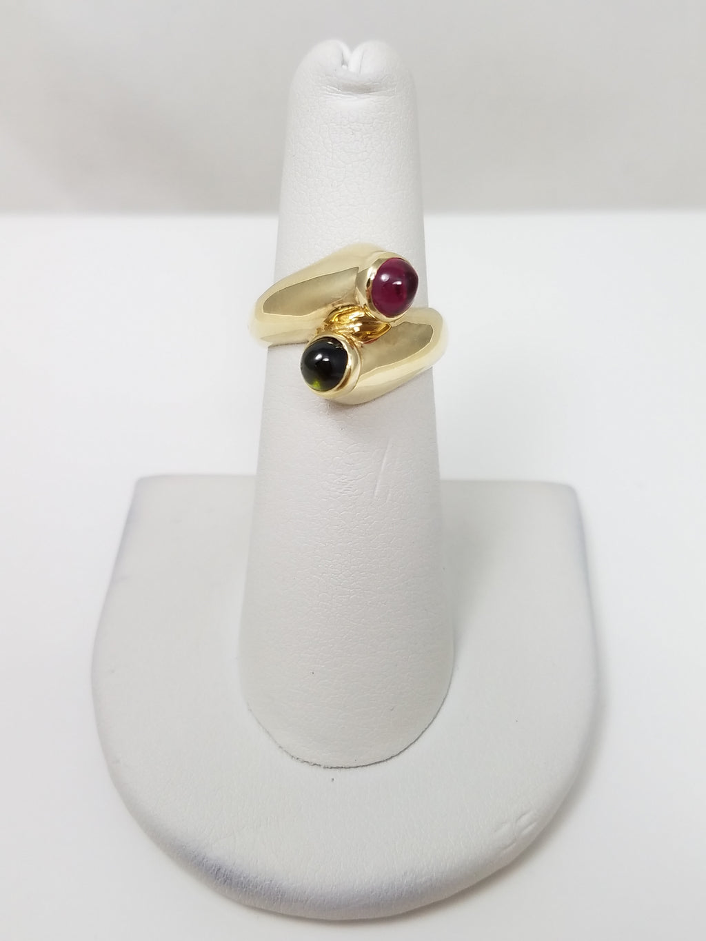 Glitzy 14k Yellow Gold Natural Tourmaline Custom Bypass Ring