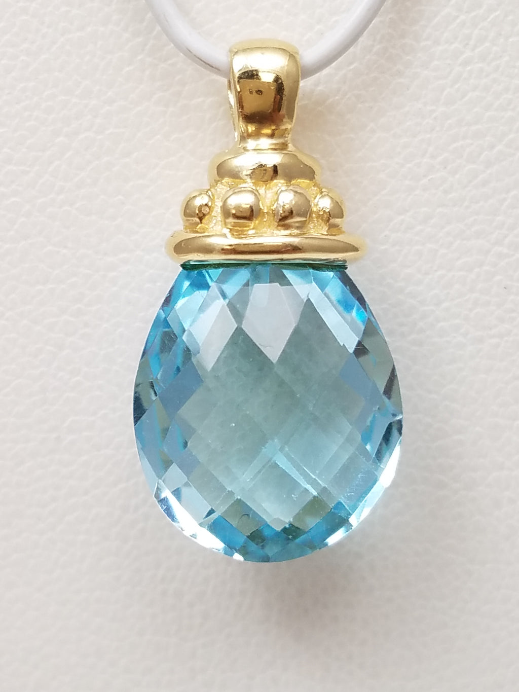 Fabulous 14k Yellow Gold Natural Blue Topaz Custom Pendant