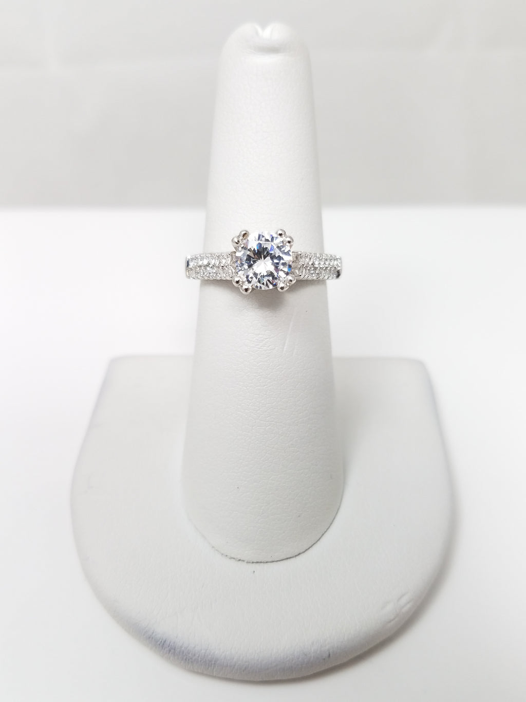 Exquisite 14k White Gold Cubic Zirconia Natural Diamond Designer Engagement Ring