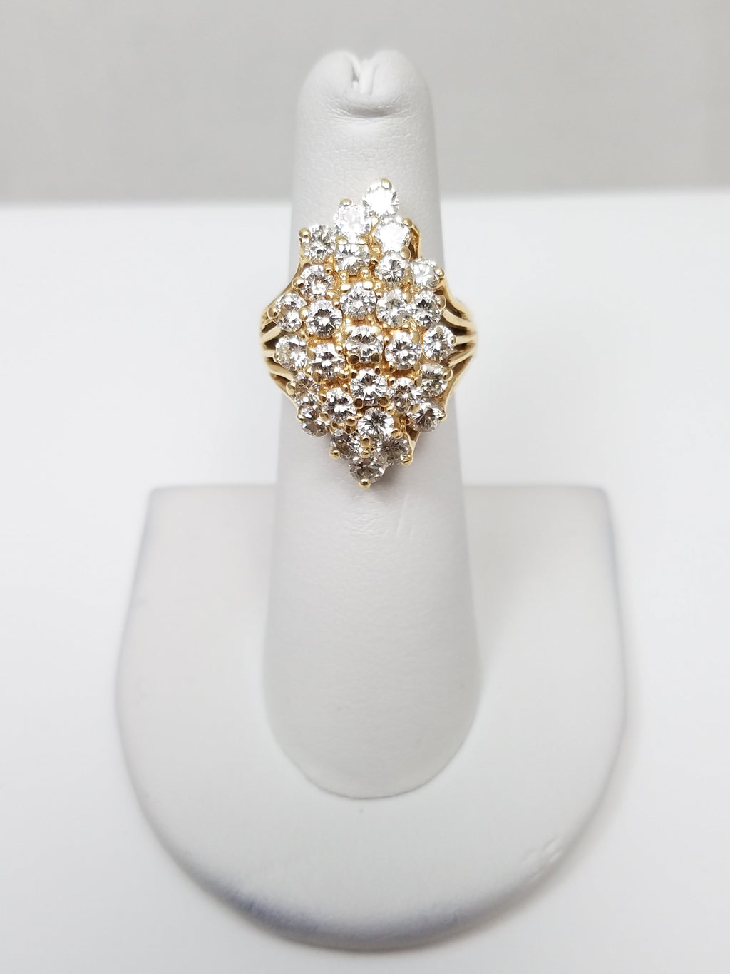 Exquisite14k Yellow Gold 3ctw Natural Diamond Cocktail Ring