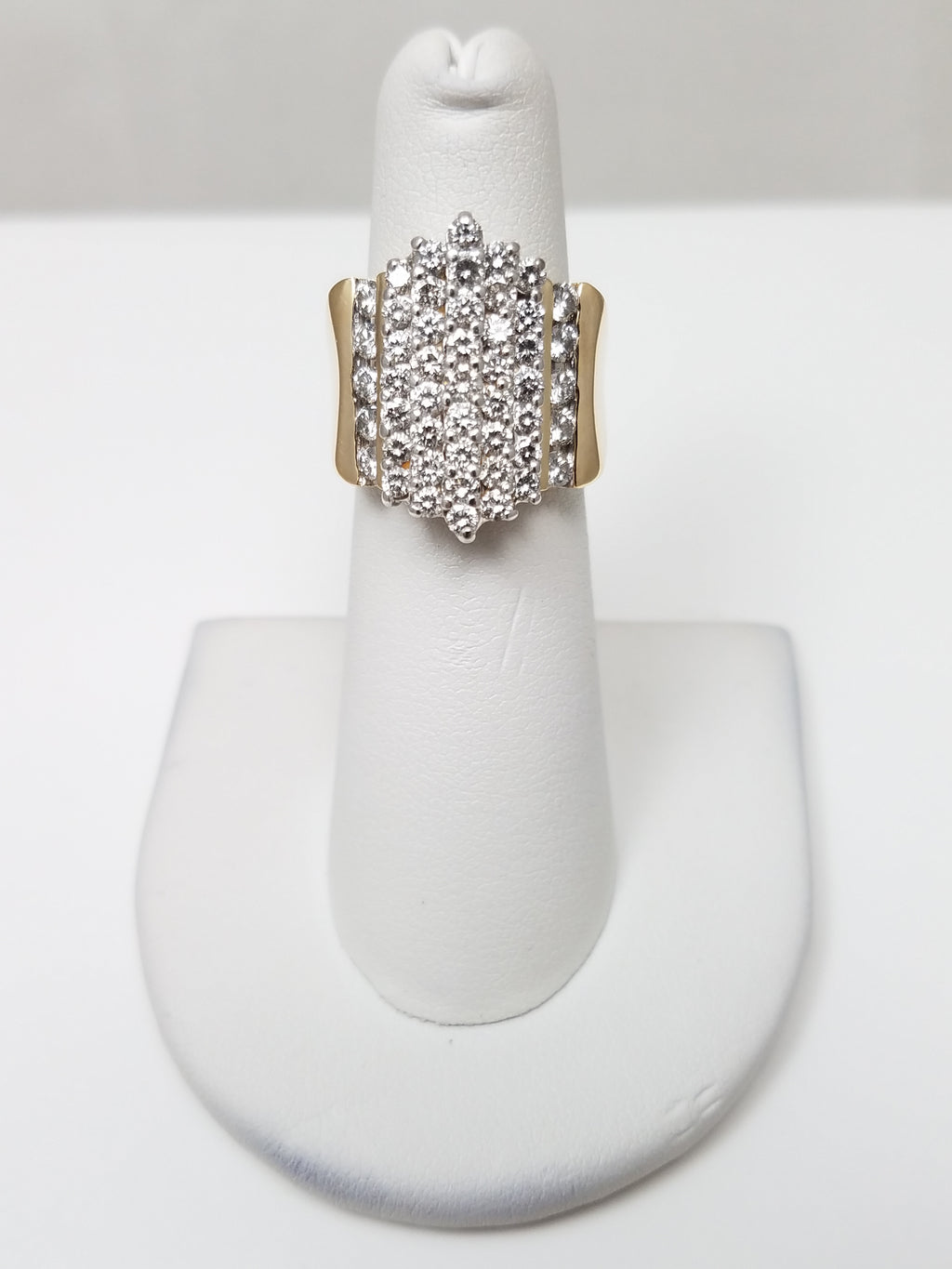 Dynamic 14k Yellow Gold Natural Diamond Staircase Style Ring