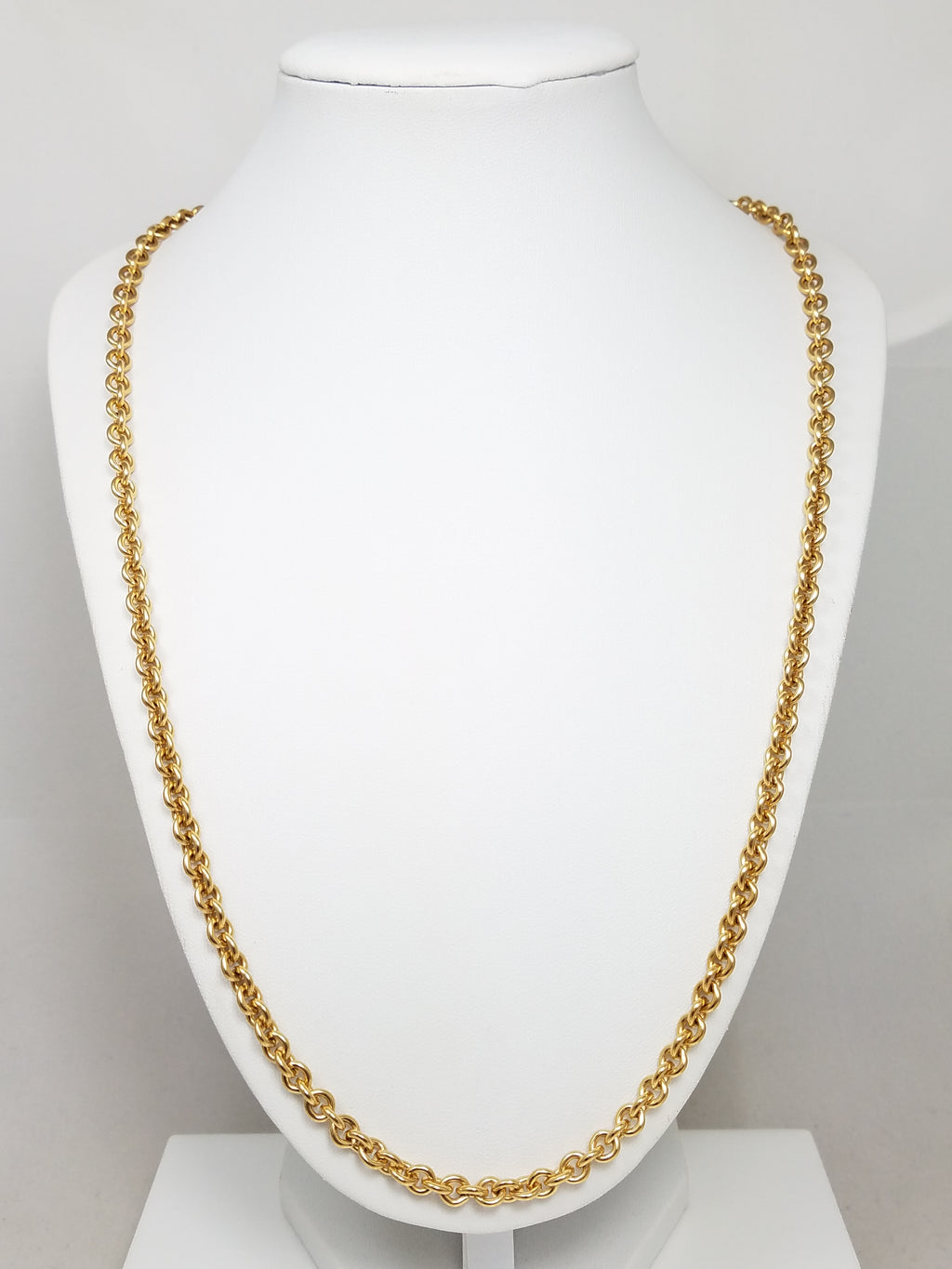 Glamorous 24" Solid 10k Yellow Gold Cable Link Chain Necklace