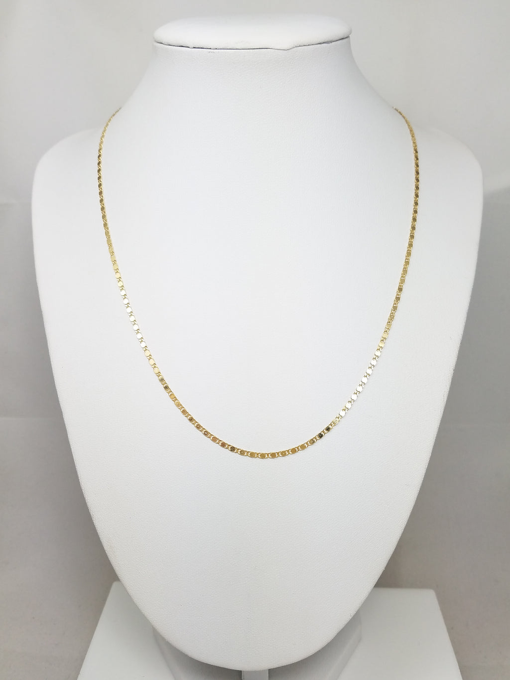 Dainty 18" 18k Yellow Gold Fancy Solid Link Chain Necklace