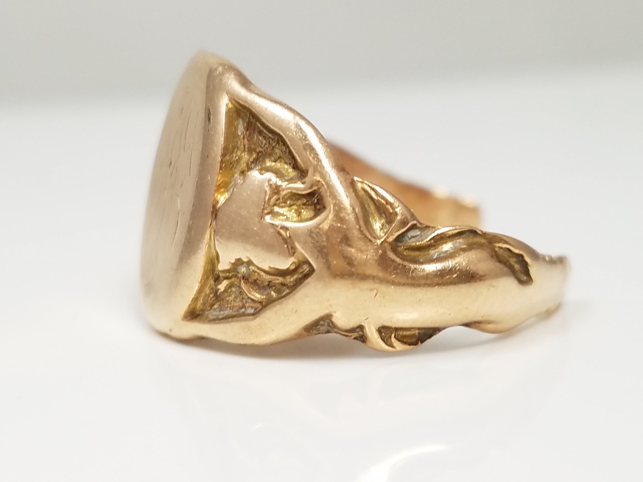 Early 1900's 8k Yellow Gold Art Nouveau Nude Figure Signet Ring To Restore