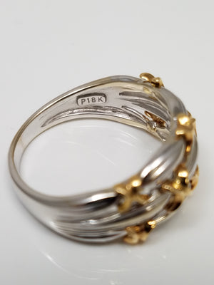 Wild 18k Two Tone Gold Barb Wire Style Ring Band