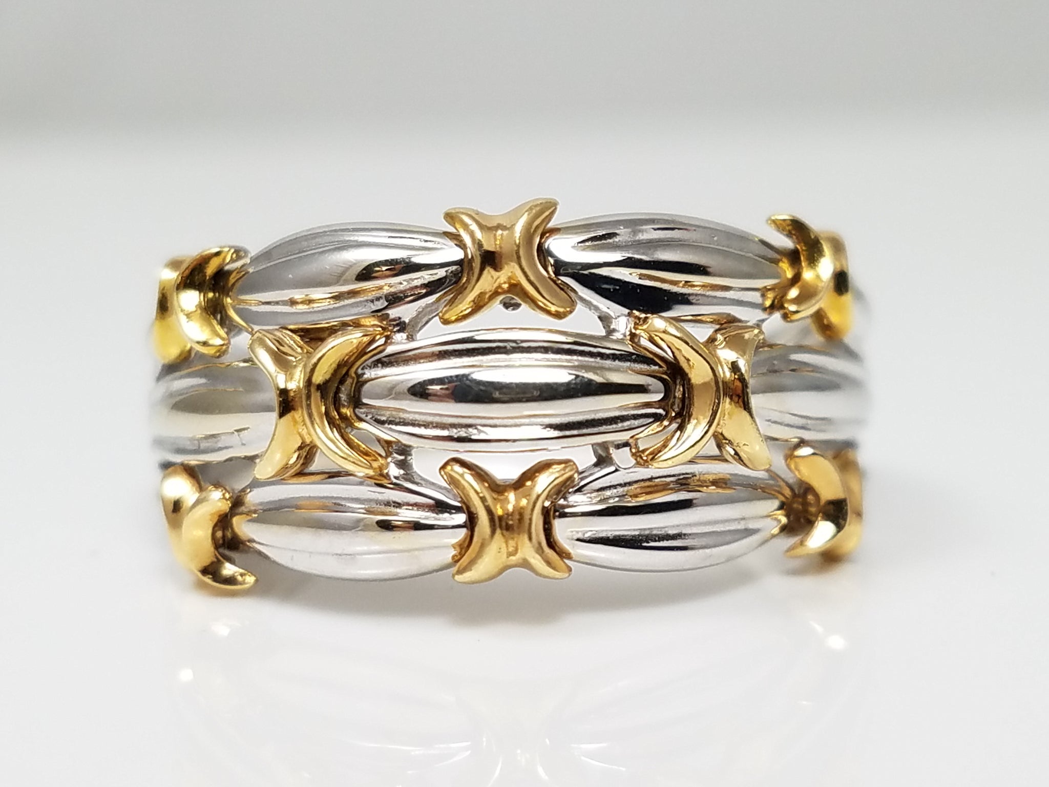 Wild 18k Two Tone Gold Barb Wire Style Ring Band