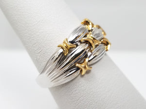 Wild 18k Two Tone Gold Barb Wire Style Ring Band