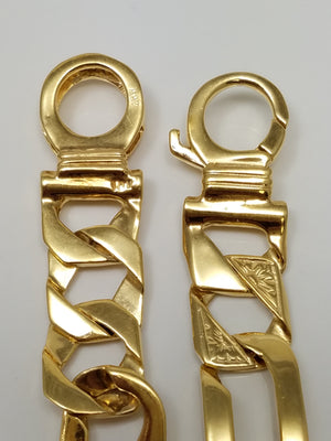 Grand 8" 10k Yellow Gold Fancy Textured Figaro Link Bracelet