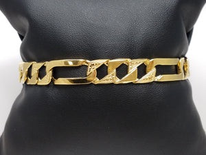 Grand 8" 10k Yellow Gold Fancy Textured Figaro Link Bracelet