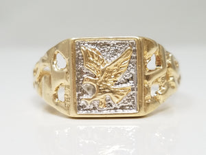 Magnificent 10k Two Tone Gold Eagle Ring