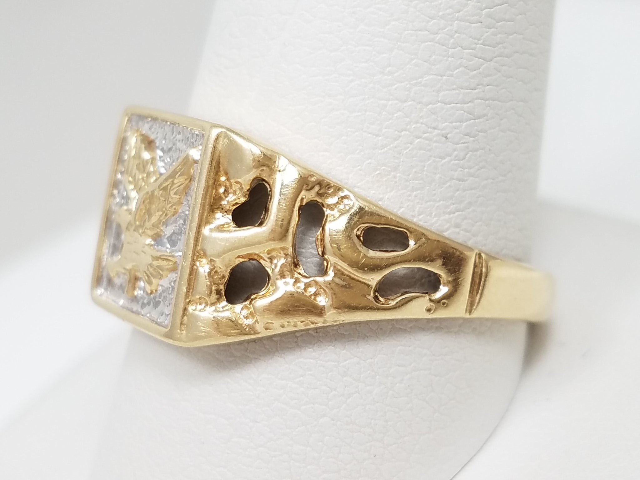 Magnificent 10k Two Tone Gold Eagle Ring