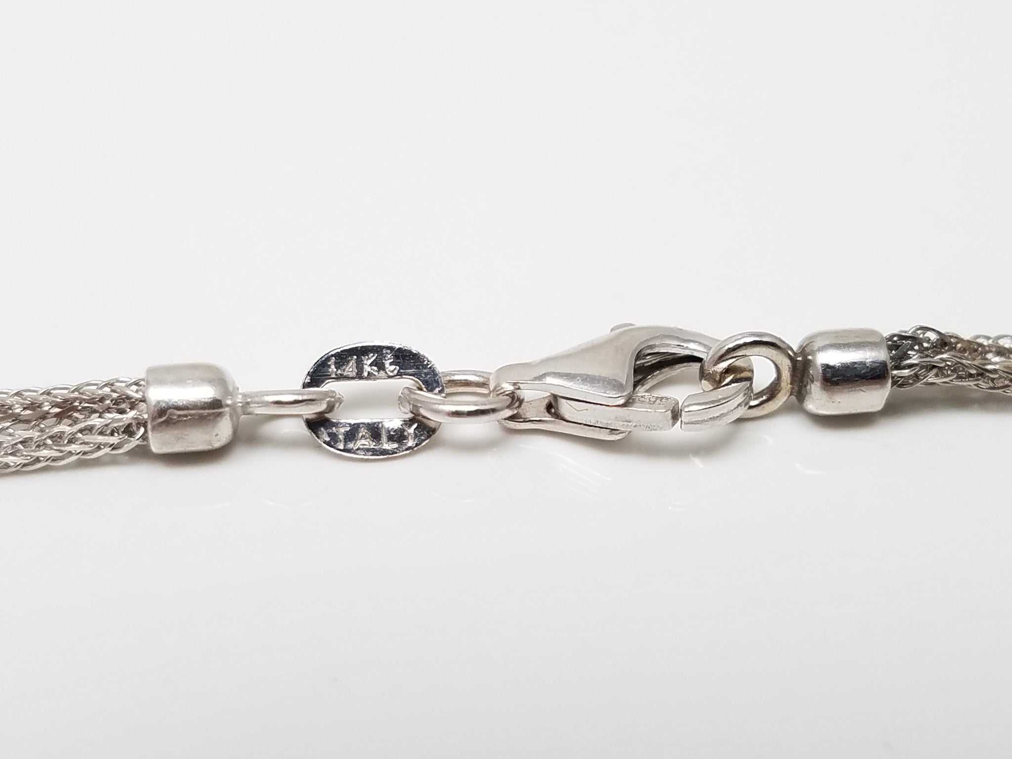 Attractive 16" 14k White Gold Triple Wheat Chain Necklace