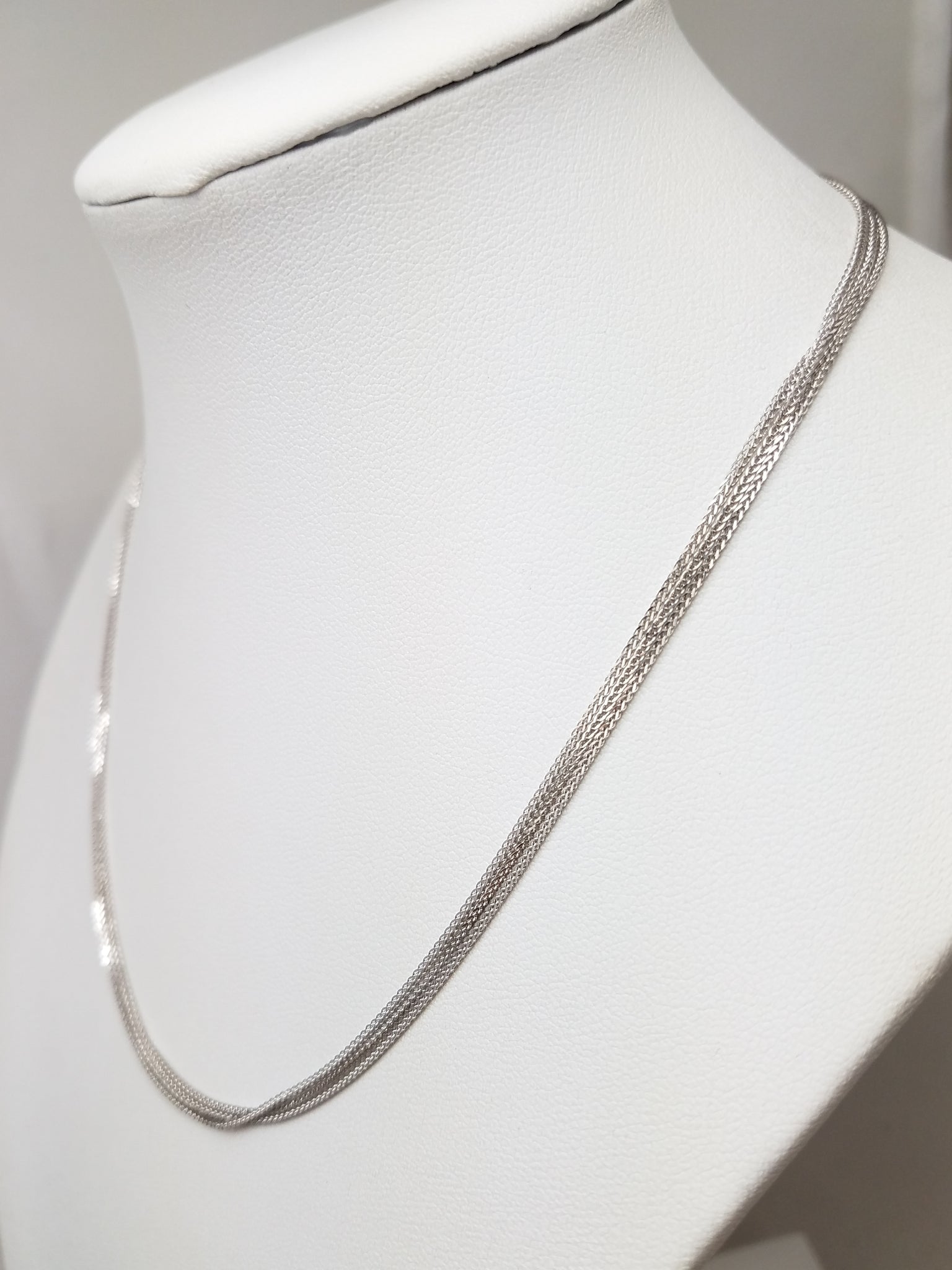 Attractive 16" 14k White Gold Triple Wheat Chain Necklace