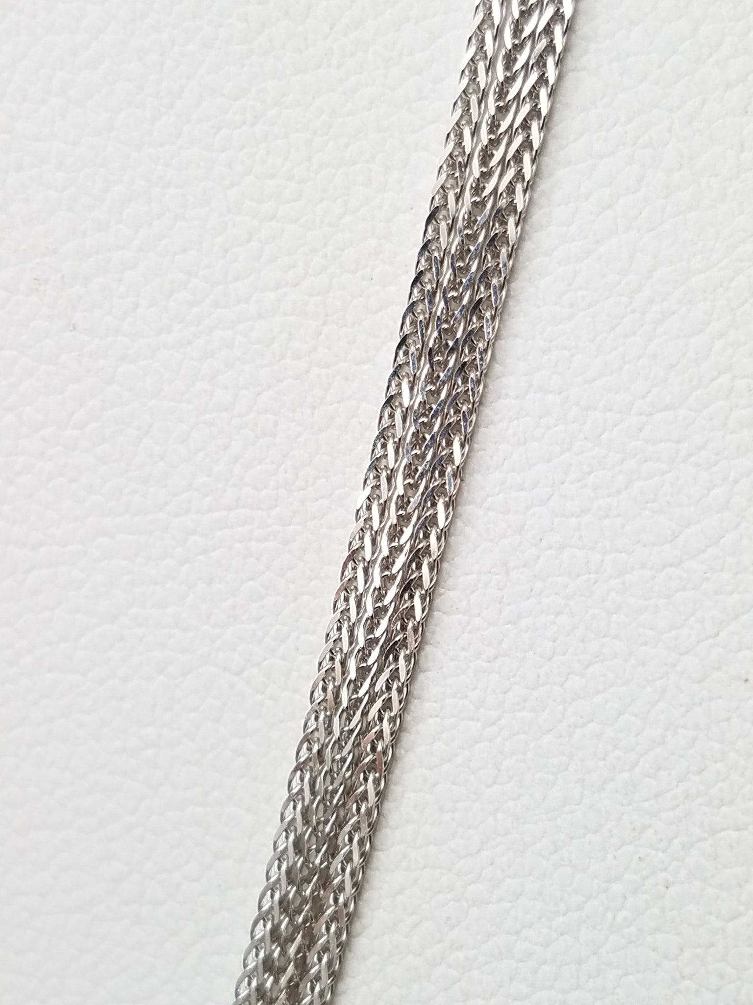 Attractive 16" 14k White Gold Triple Wheat Chain Necklace