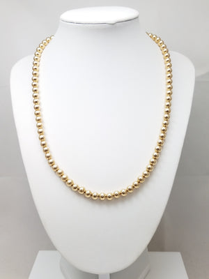 Sweet 19" 14k Yellow Gold Hollow 6mm Ball Necklace