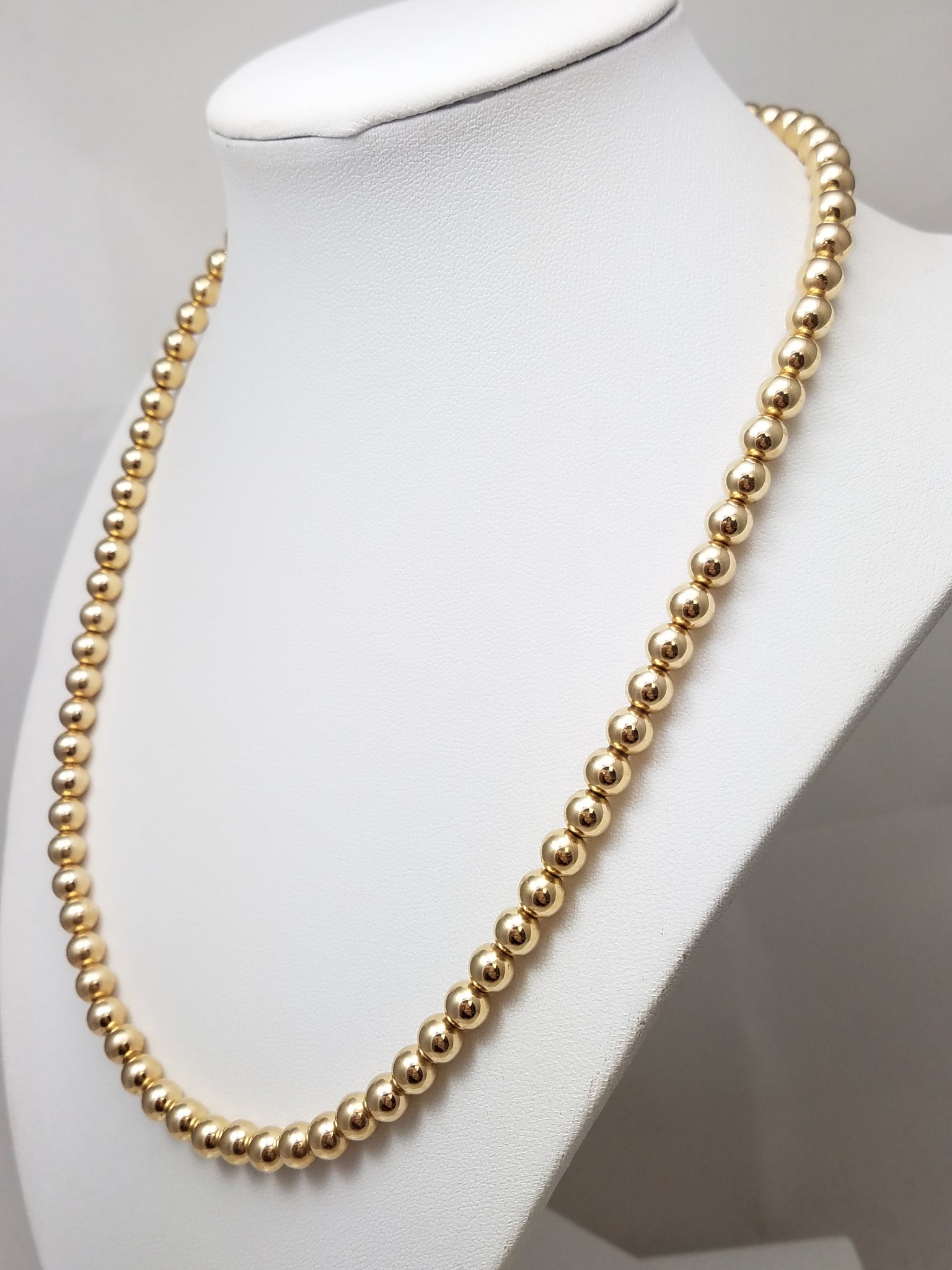 Sweet 19" 14k Yellow Gold Hollow 6mm Ball Necklace
