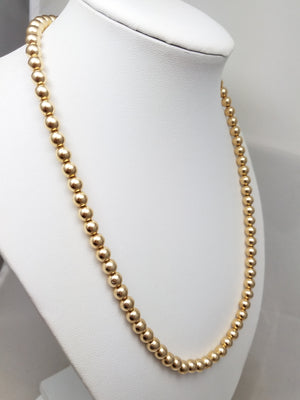 Sweet 19" 14k Yellow Gold Hollow 6mm Ball Necklace