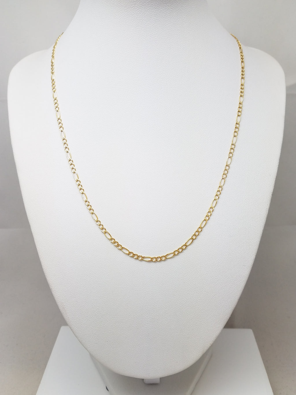 Sleek 18" Solid 14k Yellow Gold Diamond Cut Figaro Link Chain Necklace