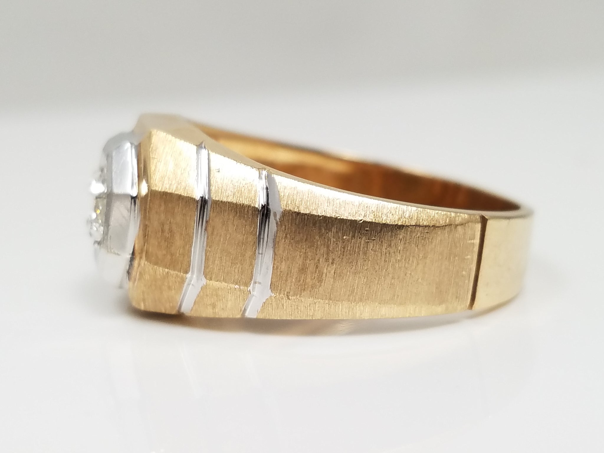 Dapper Men's 10k Two Tone Gold Natural Diamond Ring