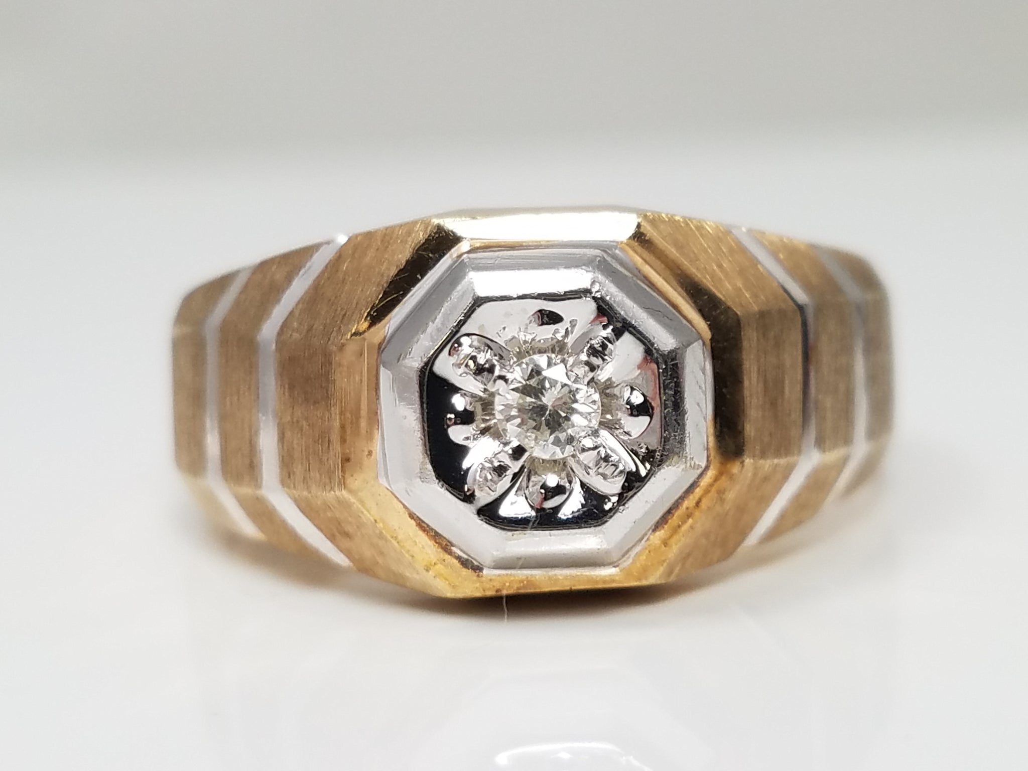 Dapper Men's 10k Two Tone Gold Natural Diamond Ring