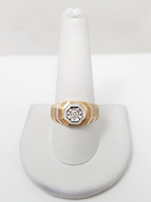 Dapper Men's 10k Two Tone Gold Natural Diamond Ring
