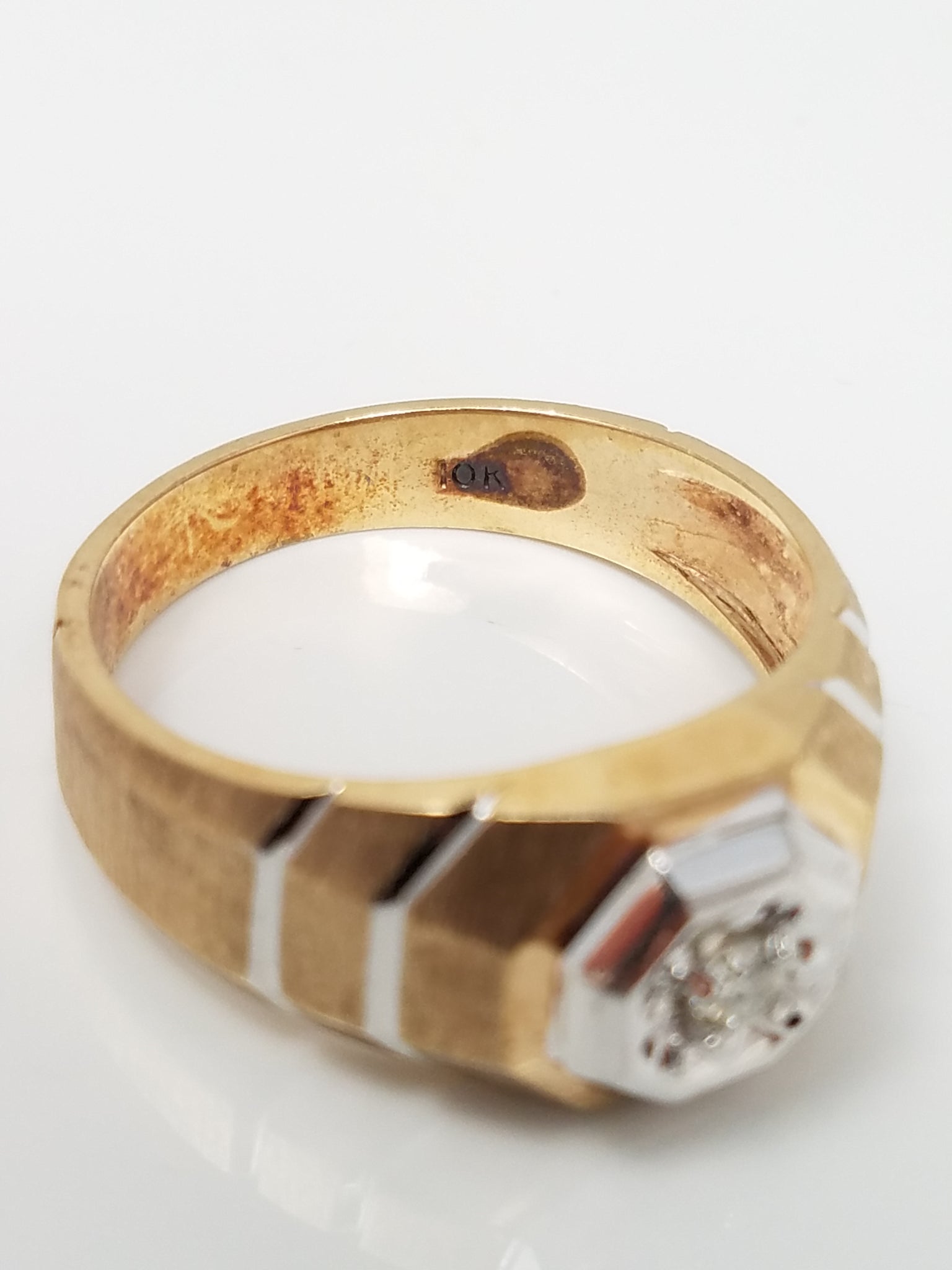 Dapper Men's 10k Two Tone Gold Natural Diamond Ring