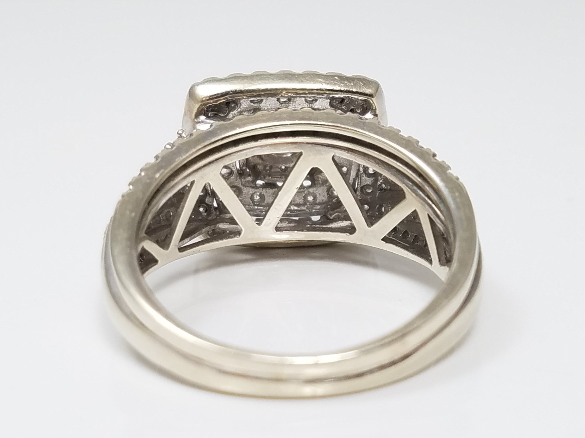 Elegant 10k White Gold Lab Created Diamond Engagement Ring